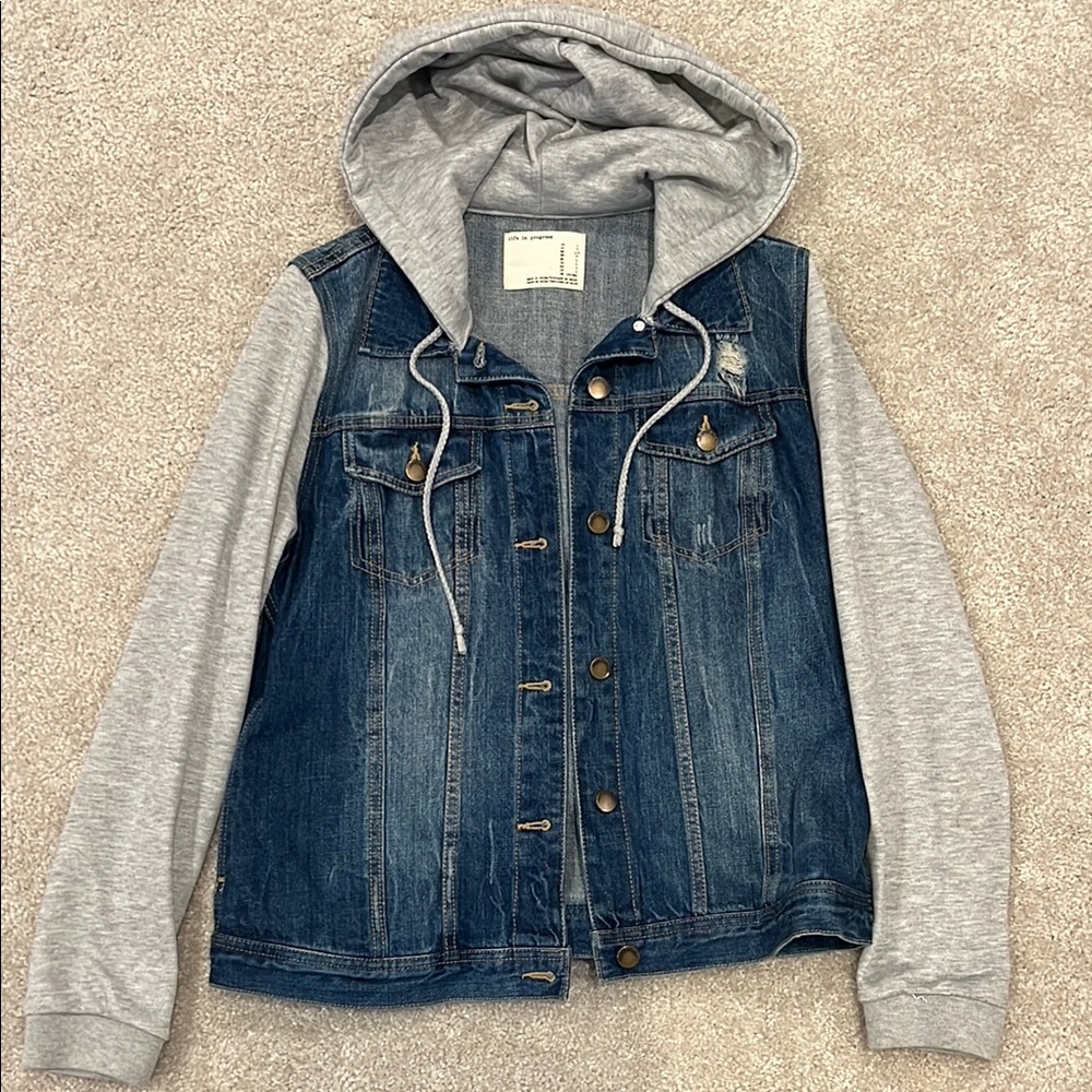 Denim & Grey Hooded Jacket